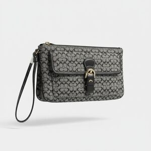 Coach Monogram Black and Gray Wristlet Like New